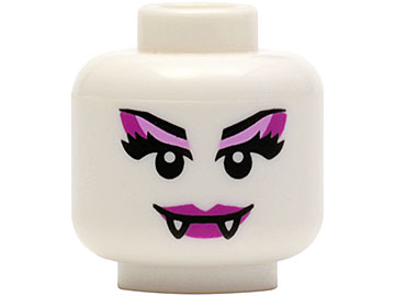 PARTS | Minifigure, Head Alien Female Vampire with Magenta Lips, Fangs, and Bright Pink and Magenta Eye Shadow Pattern - Hollow Stud (BAM) [3626cpb2239]