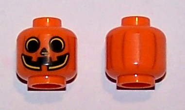 PARTS | Minifigure, Head Pumpkin Jack O' Lantern with Yellow Outlines Pattern - Hollow Stud (BAM) [3626cpb2485]