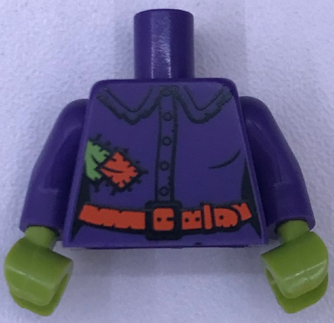 PARTS | Torso Female Shirt with Buttons, Orange Belt, Buckle, Lime and Orange Patches Pattern (BAM) / Dark Purple Arms / Lime Hands [973pb3530c01]