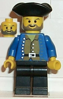 LEGO | MINIFIGURE | PRELOVED | Pirate Brown Shirt, Black Legs, Black Pirate Triangle Hat [pi033]