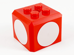 PARTS | Brick, Modified Cube, 4 Studs on Top with White Circle Pattern on All Sides [66855pb01]